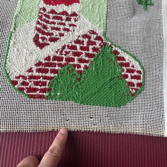 Santa Going Down the Chimney Stocking Needlepoint Canvas Vintage Christmas - Picture 8 of 8